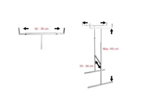 Lüfterständer Max H: 195cm B: 46-80cm T:50-86cm