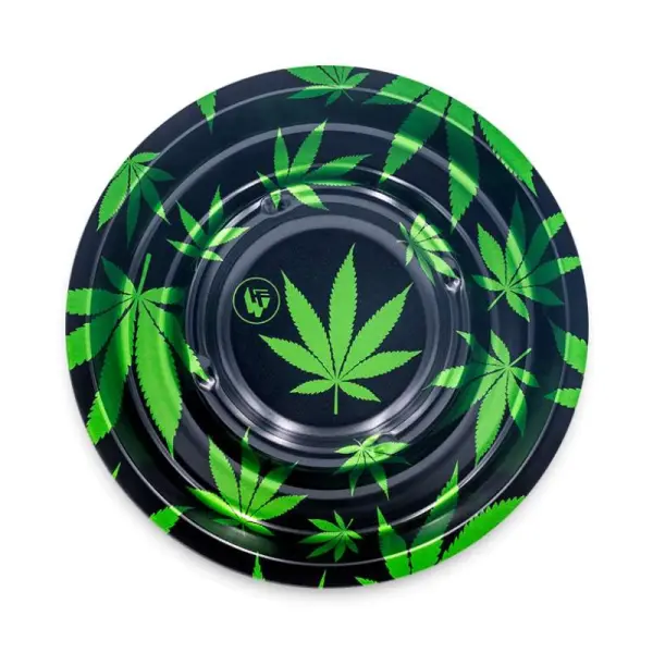 FIRE-FLOW - Metal Coffeeshop Ashtray | ⌀160 mm Leaves Green