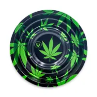 FIRE-FLOW - Metal Coffeeshop Ashtray | ⌀160 mm Leaves Green