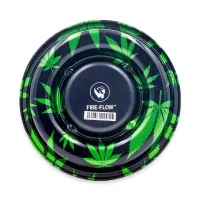 FIRE-FLOW - Metal Coffeeshop Ashtray | ⌀160 mm Leaves Green