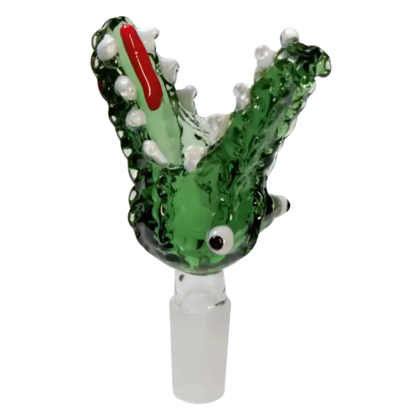 Glaskopf Krokodil grün - Bongkopf NS 14