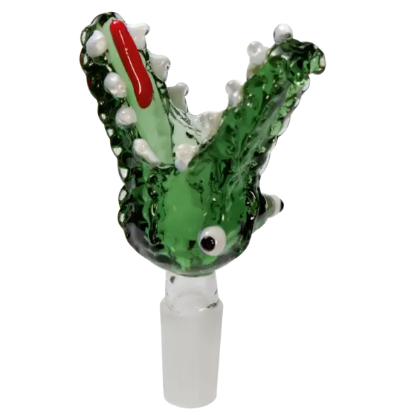 Glaskopf Krokodil grün - Bongkopf NS 19