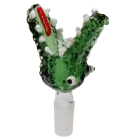 Glaskopf Krokodil grün - Bongkopf NS 19