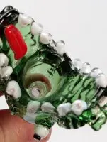 Glaskopf Krokodil grün - Bongkopf NS 19