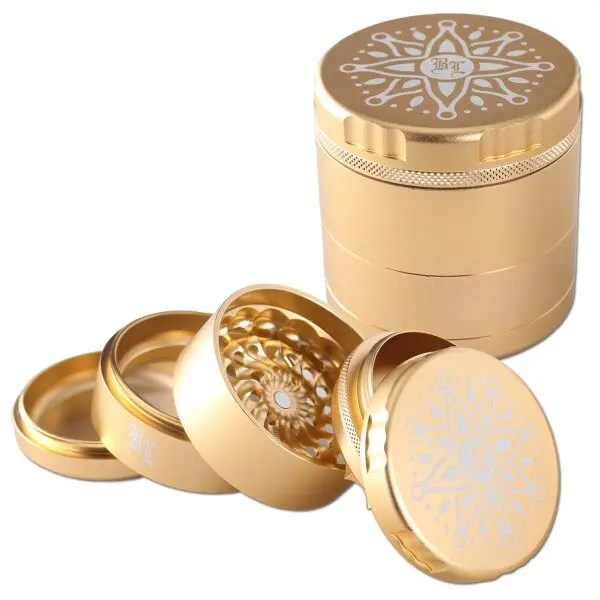 Black Leaf CNC Flower Grinder 5-tlg. Gold Ø63/58mm H 64mm