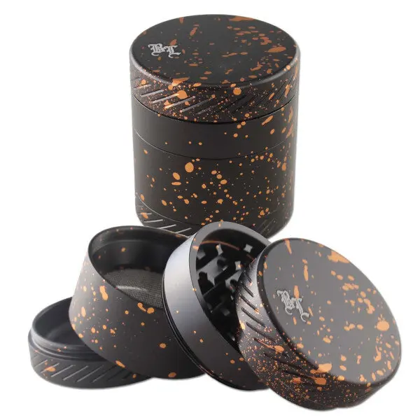 Black Leaf Alu Grinder CROWN 4-tlg. Ø50mm - Schwarz/Orange gesprenkelt