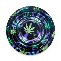 FIRE-FLOW - Metal Coffeeshop Ashtray | ⌀160 mm Leaves #35