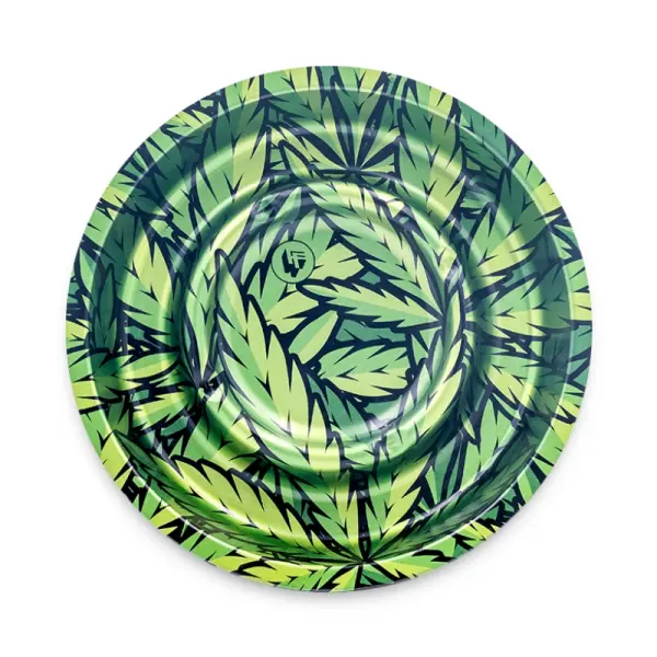 FIRE-FLOW - Metal Coffeeshop Ashtray | ⌀160 mm Leaves #33 Green