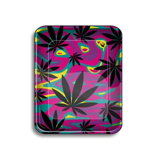 FIRE-FLOW™ Metal Rolling Tray Big - Neon Leaves - 340x280mm