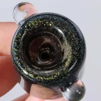 Glaskopf aus Schwarzglas mit Glitzer - Flutschkopf NS14