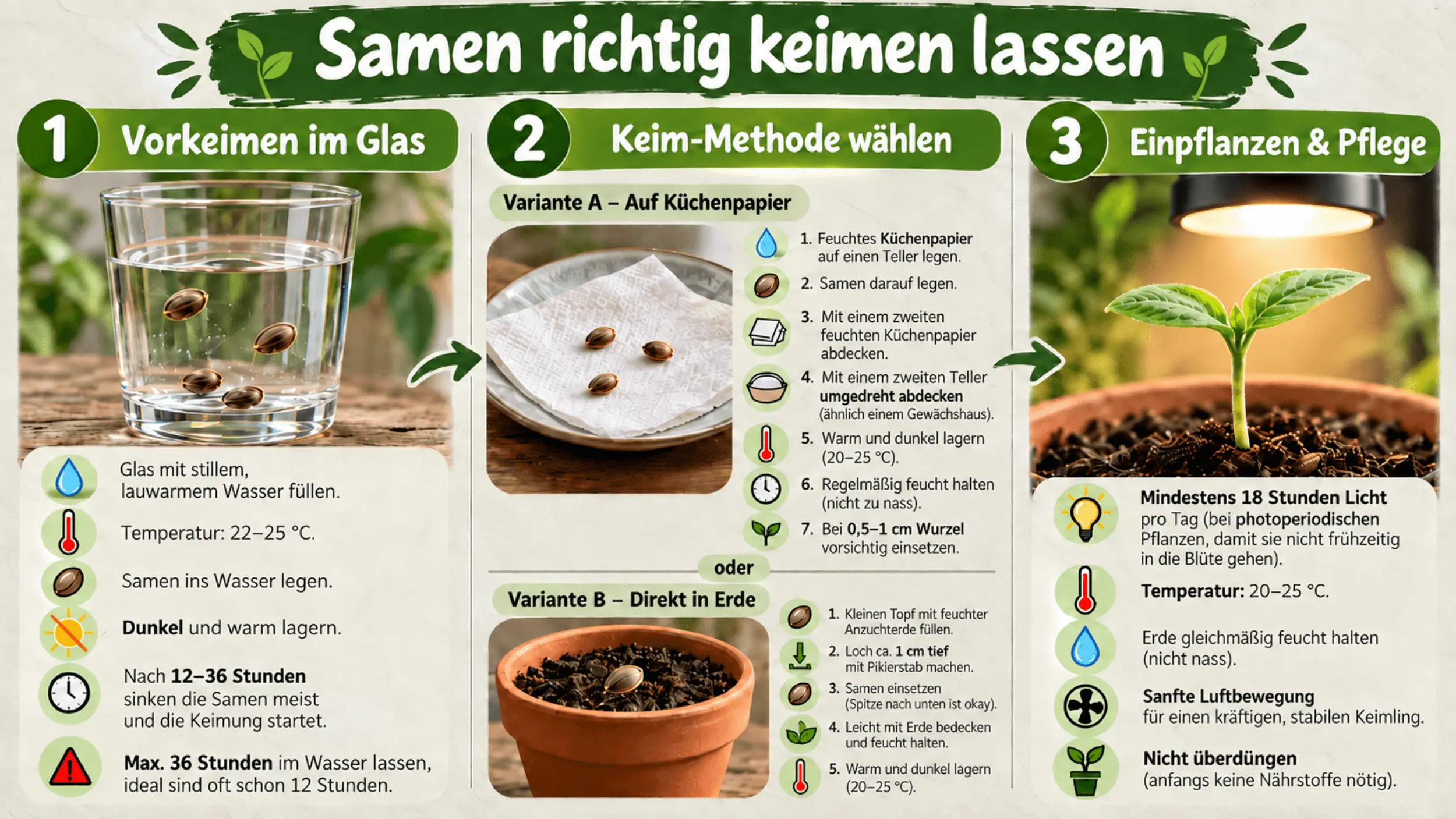 Cannabissamen richtig keimen lassen Schritt für Schritt