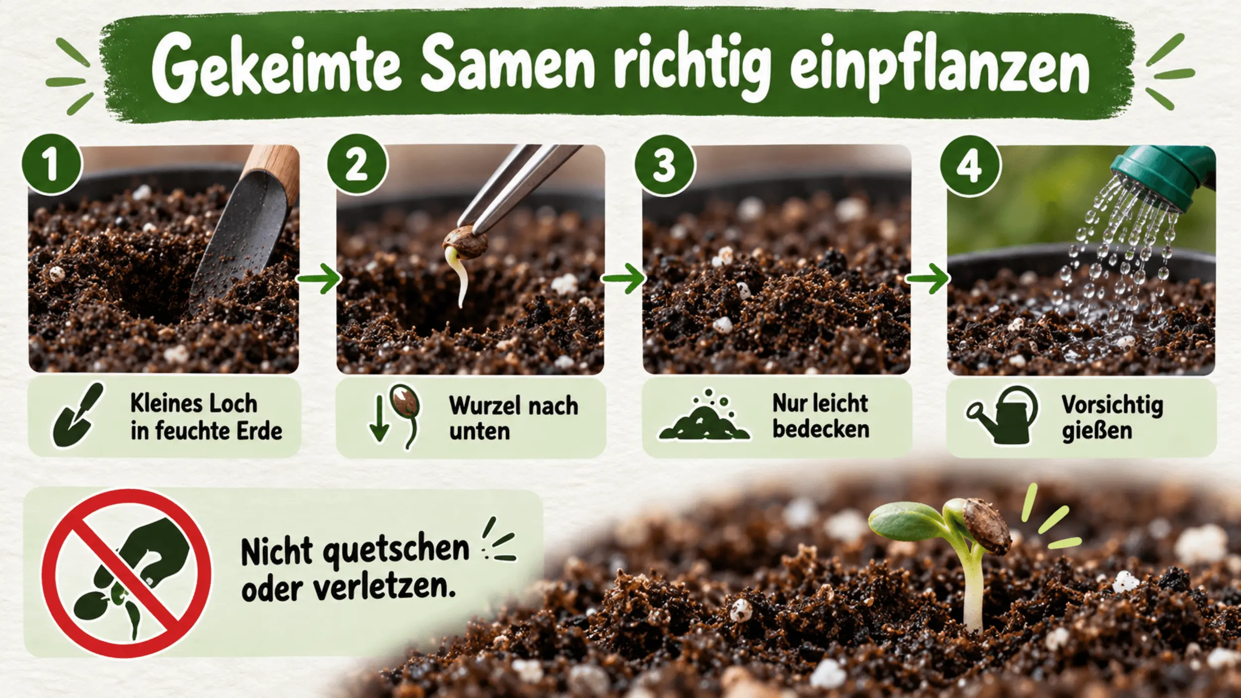 Gekeimte Cannabissamen richtig einpflanzen