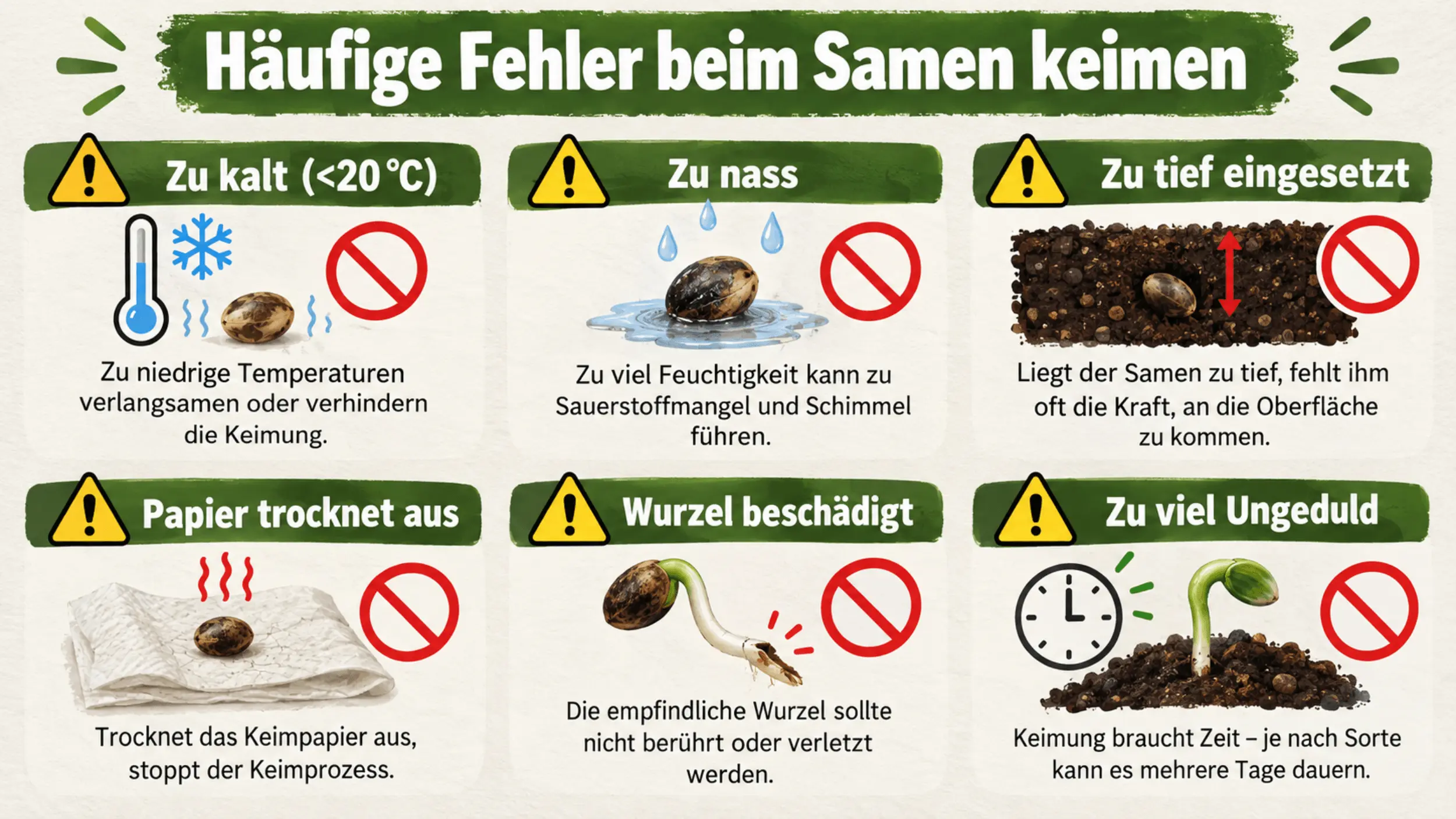 Häufige Fehler beim Cannabissamen keimen lassen vermeiden